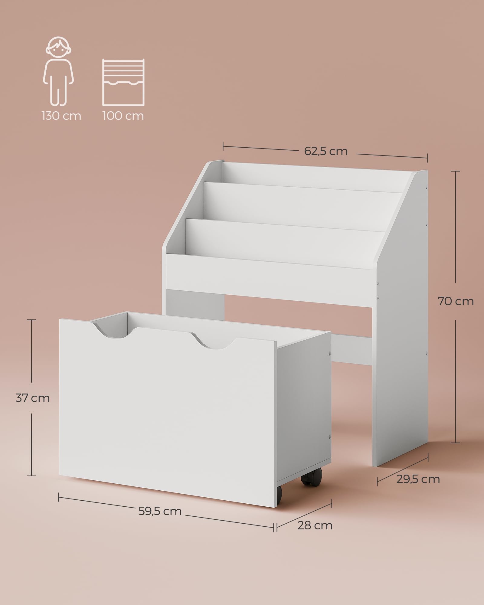songmics-kinderregal-b-cherregal-mit-3-ebenen-und-rollbox-gkr041w10 image 2