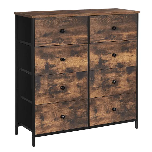 songmics-kommode-8-stoff-schubladen-vintagebraun-schwarz-lgs024b01 image 1