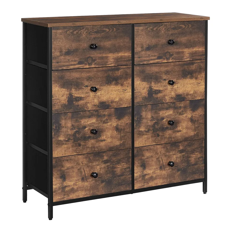 songmics-kommode-8-stoff-schubladen-vintagebraun-schwarz-lgs024b01 image 1