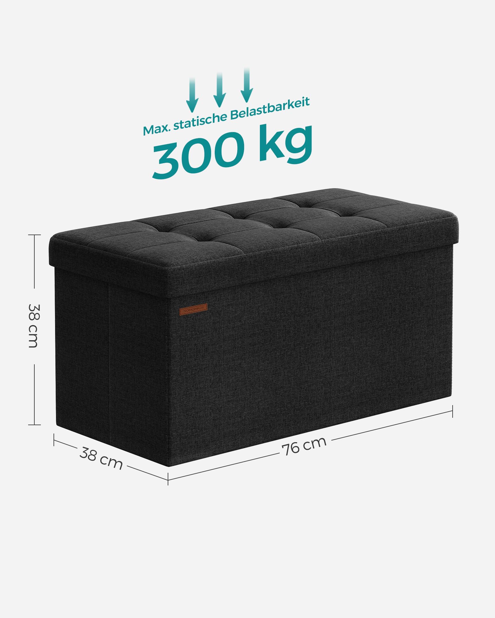 songmics-sitzhocker-mit-stauraum-lsf047b01-sitzbank-38-x-76-x-38-cm-tintenschwar image 2