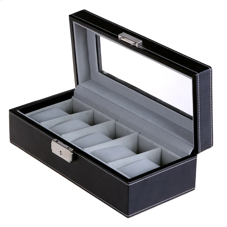 songmics-uhrenbox-jwb05b-uhrenkasten-mit-5-f-chern-und-glasdeckel image 1