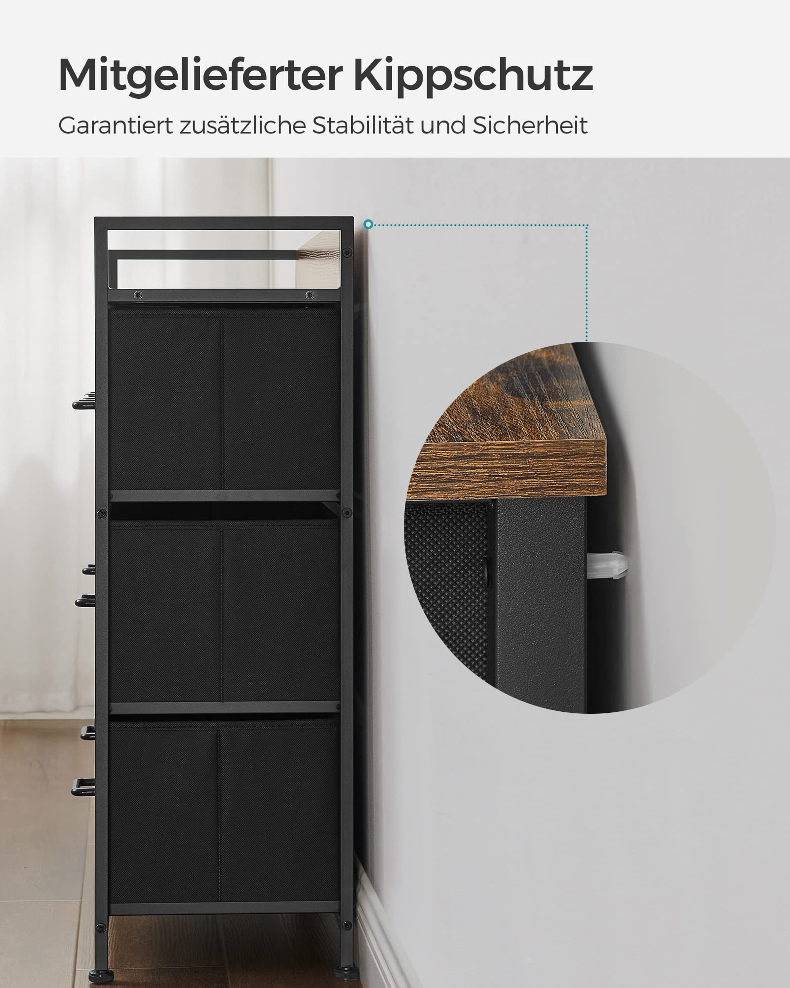 songmics-bellah-lts137bh01-kommode-7-stoffschubladen-vintagebraun-schwarz image 6