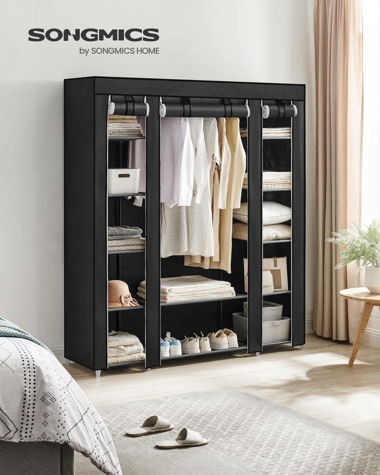 songmics-lsf03h-stoffschrank-kleiderschrank-150-x-45-x-175-cm-schwarz image 2