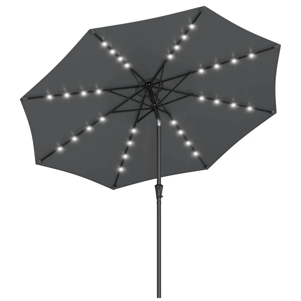 songmics-sonnenschirm-gpu33gy-300-cm-mit-led-solar-grau image 1